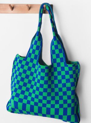 Cityscape Green Plaided Tote Bag