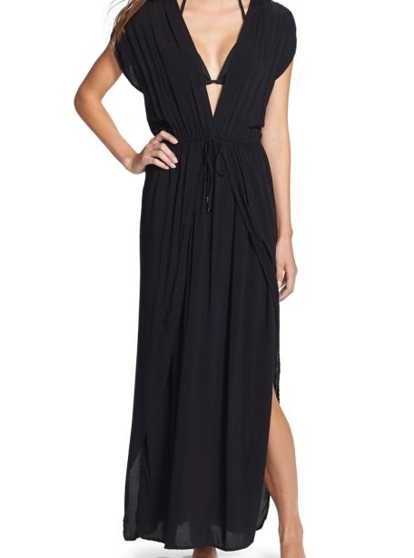 Deep V-Neck Cover-Up Maxi Dress ELAN – SHOP HOT SWIM