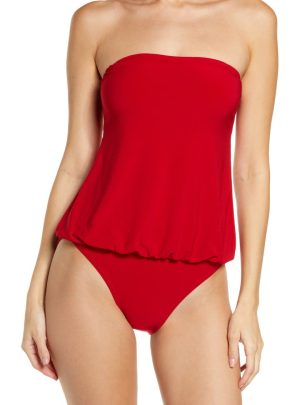 NORMA KAMALI Strapless Babydoll One-Piece Swimsuit