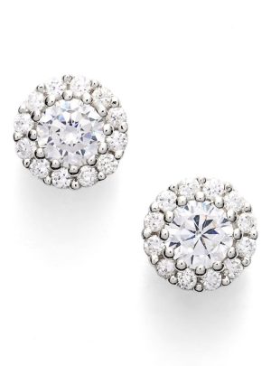 Precious Metal Plated Cubic Zirconia Stud Earrings