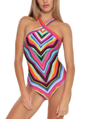 Louvre Printed High-Neck Reversible One-Piece Swimsuit