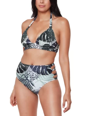 Moody Tropics Printed Halter Bikini Top & Cutout High-Rise Bottom