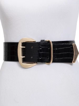 Wide Stretch Croc-Embossed Belt, Created for Macy’s